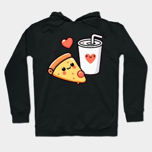 Cute Kawaii Pizza and Cola with Hearts | Pizza Party | Pizza Slice and Chill Hoodie